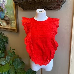 Adorable eyelet red blouse, size medium